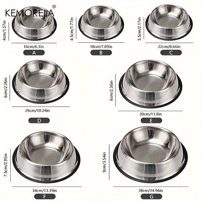 Stainless Steel Pet Bowls, Anti-Slip Rubber Rings, Pet Food Bowls, Cat Bowls, Dog Bowls, Drinking Basins, Pet Supplies, Suitable for Pets Of Different Sizes