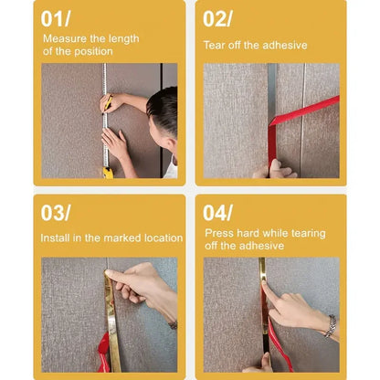 1PC 1cm/3cm/5cm mirror Stainless steel flat decorative lines wall stickers silver titanium background wall edge strips