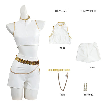 KPop Rumi Mira Zoey White Singing Suit Women Halloween Carnival Party Role Playing Outfit Halloween Carnival Cosplay Costume