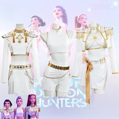 KPop Rumi Mira Zoey White Singing Suit Women Halloween Carnival Party Role Playing Outfit Halloween Carnival Cosplay Costume