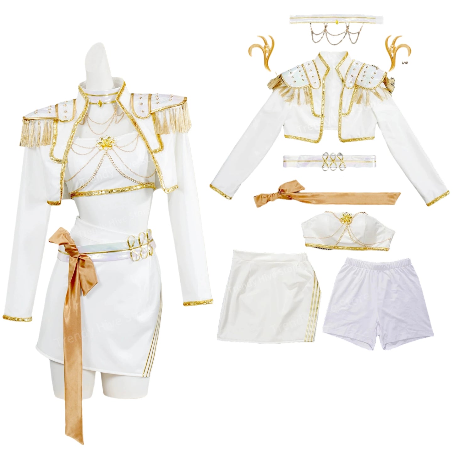 KPop Rumi Mira Zoey White Singing Suit Women Halloween Carnival Party Role Playing Outfit Halloween Carnival Cosplay Costume