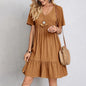 Summer Dress Women Casual V Neck Short Sleeve