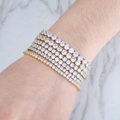 TOPGRILLZ New 3-6MM Tennis Chain with Spring Clasp Men's Hip hop Jewelry 925 Sterling Silver Bling Iced Out CZ Bracelet For Gift
