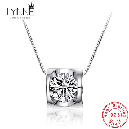 New Fashion 925 Sterling Silver Jewelry Exquisite Zircon Heart Pendant Necklaces Women&Girl Birthday Gift Collarbone Chain Neck