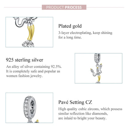 WOSTU Hot Sale 925 Sterling Silver Colock Pendant Magic Can Dangle Charm fit Original Bracelet & Necklace Fine Jewelry Gift