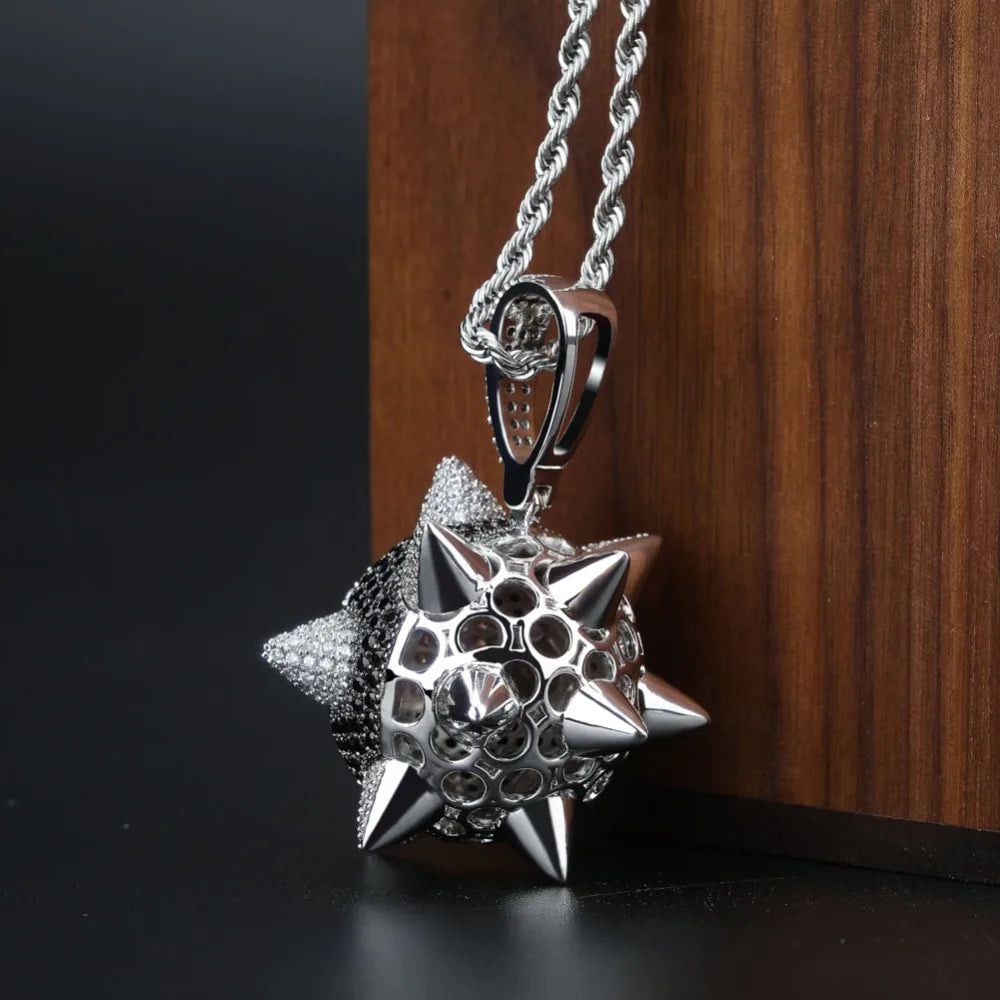 TOPGRILLZ New Iced out Trippieredd Inspired Spike 8-ball Billiard  Pendant Necklace With Tennis Chain Hip hop Jewelry