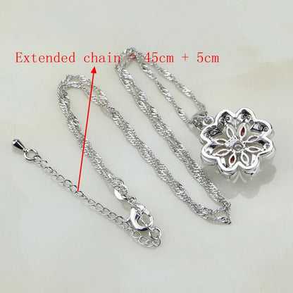 Flower Multicolor Zircon 925 Silver Jewelry Sets For Women Wedding Earrings/Pendant/Ring/Bracelet/Necklace Set