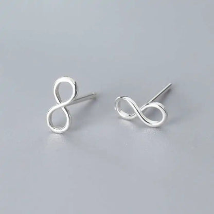 SOFTPIG Real 925 Sterling Silver Infinity symbol Stud Earrings For Fashion Woman Cute Fine Jewelry MInimalist Accessories Gift