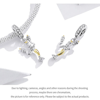 WOSTU Hot Sale 925 Sterling Silver Colock Pendant Magic Can Dangle Charm fit Original Bracelet & Necklace Fine Jewelry Gift