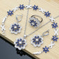 Flower Multicolor Zircon 925 Silver Jewelry Sets For Women Wedding Earrings/Pendant/Ring/Bracelet/Necklace Set