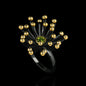 Creative Retro Geometric Three-dimensional Flower Heart Ring Black Gold-plated Two-tone Jewelry Engagement Rings for Women