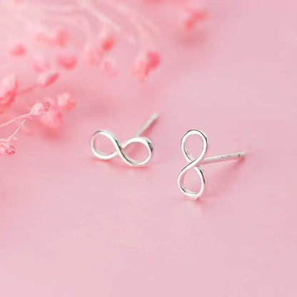 SOFTPIG Real 925 Sterling Silver Infinity symbol Stud Earrings For Fashion Woman Cute Fine Jewelry MInimalist Accessories Gift