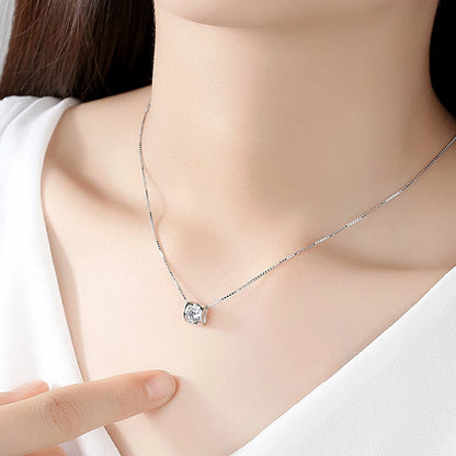 New Fashion 925 Sterling Silver Jewelry Exquisite Zircon Heart Pendant Necklaces Women&Girl Birthday Gift Collarbone Chain Neck