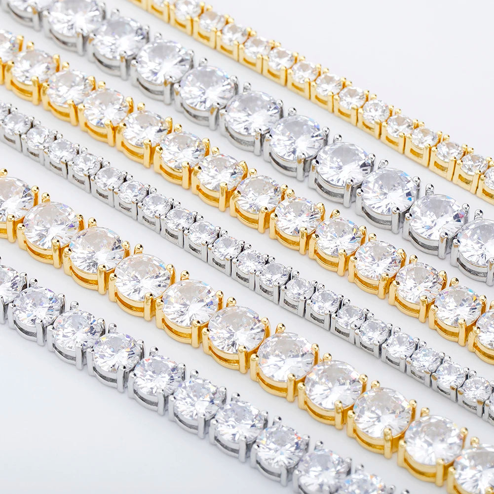 TOPGRILLZ New 3-6MM Tennis Chain with Spring Clasp Men's Hip hop Jewelry 925 Sterling Silver Bling Iced Out CZ Bracelet For Gift