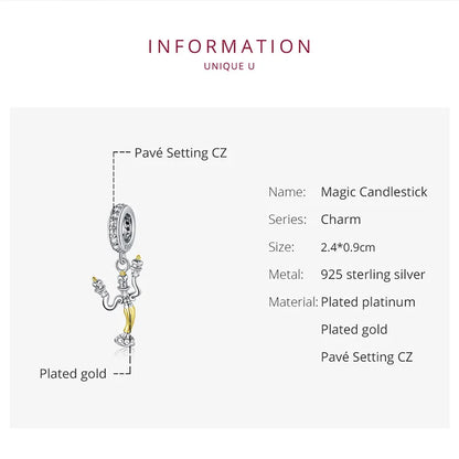 WOSTU Hot Sale 925 Sterling Silver Colock Pendant Magic Can Dangle Charm fit Original Bracelet & Necklace Fine Jewelry Gift