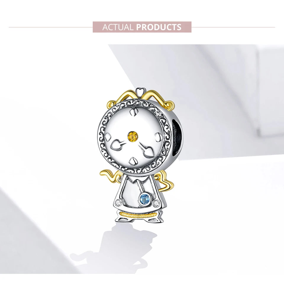 WOSTU Hot Sale 925 Sterling Silver Colock Pendant Magic Can Dangle Charm fit Original Bracelet & Necklace Fine Jewelry Gift