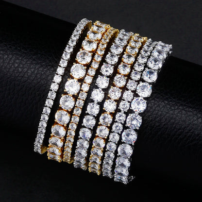 TOPGRILLZ New 3-6MM Tennis Chain with Spring Clasp Men's Hip hop Jewelry 925 Sterling Silver Bling Iced Out CZ Bracelet For Gift