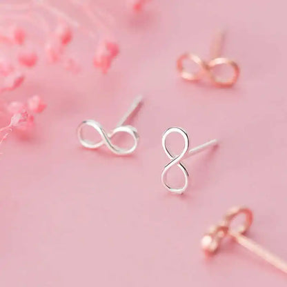 SOFTPIG Real 925 Sterling Silver Infinity symbol Stud Earrings For Fashion Woman Cute Fine Jewelry MInimalist Accessories Gift