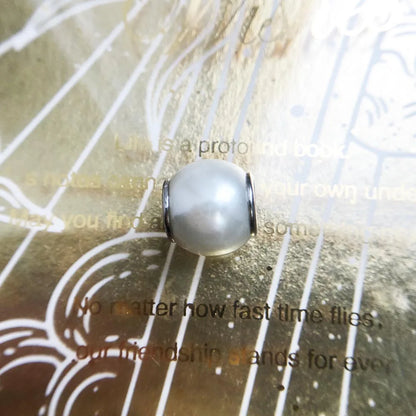 Beads White Pearl 925 Sterling Silver Charm European DIY Jewelry Accessories Gift For Women