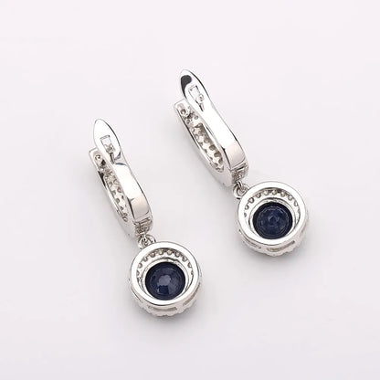 Gem's Ballet Natural Blue Sapphire Pure 925 sterling silver Charms Drop Earrings Fine Jewelry For Women  Vintage Fashion