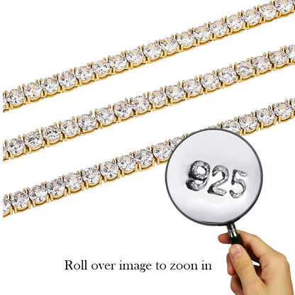TOPGRILLZ New 3-6MM Tennis Chain with Spring Clasp Men's Hip hop Jewelry 925 Sterling Silver Bling Iced Out CZ Bracelet For Gift