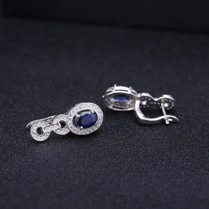 GEM'S BALLET 1.89Ct Natural Blue Sapphire Vintage Earrings 925 Sterling Silver Gemstone Drop Earrings For Women Wedding Jewelry