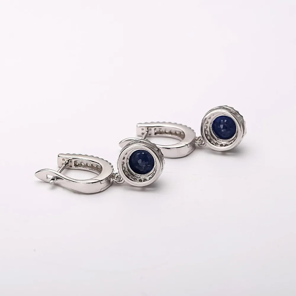 Gem's Ballet Natural Blue Sapphire Pure 925 sterling silver Charms Drop Earrings Fine Jewelry For Women  Vintage Fashion