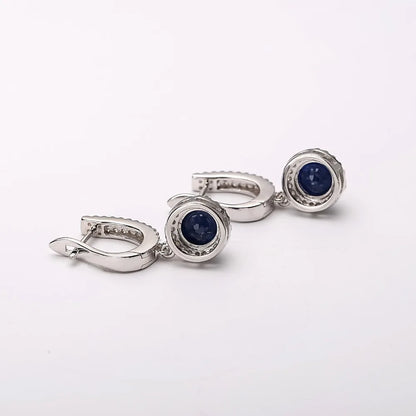 Gem's Ballet Natural Blue Sapphire Pure 925 sterling silver Charms Drop Earrings Fine Jewelry For Women  Vintage Fashion