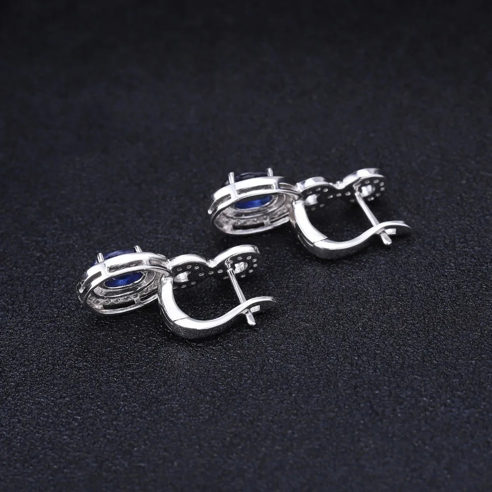 GEM'S BALLET 1.89Ct Natural Blue Sapphire Vintage Earrings 925 Sterling Silver Gemstone Drop Earrings For Women Wedding Jewelry