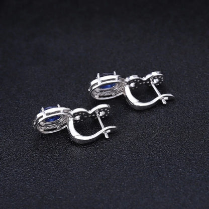 GEM'S BALLET 1.89Ct Natural Blue Sapphire Vintage Earrings 925 Sterling Silver Gemstone Drop Earrings For Women Wedding Jewelry
