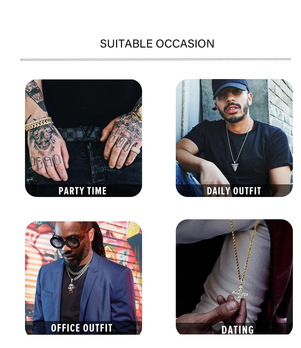 TOPGRILLZ New Iced out Trippieredd Inspired Spike 8-ball Billiard  Pendant Necklace With Tennis Chain Hip hop Jewelry