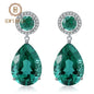 GEM'S BALLET Classic 22.98Ct Green Nano Emerald Drop Earrings Solid 925 Sterling Silver Earring Fine Jewelry For Women