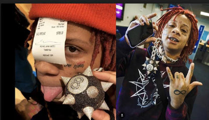 TOPGRILLZ New Iced out Trippieredd Inspired Spike 8-ball Billiard  Pendant Necklace With Tennis Chain Hip hop Jewelry