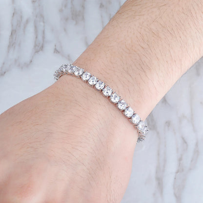 TOPGRILLZ New 3-6MM Tennis Chain with Spring Clasp Men's Hip hop Jewelry 925 Sterling Silver Bling Iced Out CZ Bracelet For Gift