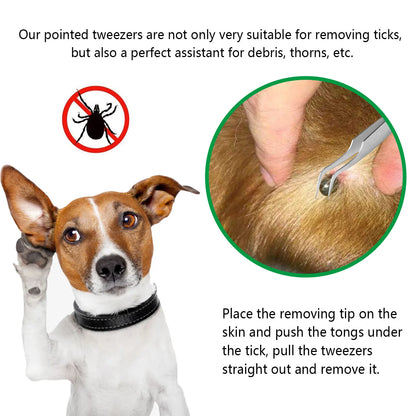HOT Stainless Steel Pet Flea Remover Tool Scratching Hook Tweezers Clips Set Cat Dog Tick Removal Tool Pet Grooming Supplies