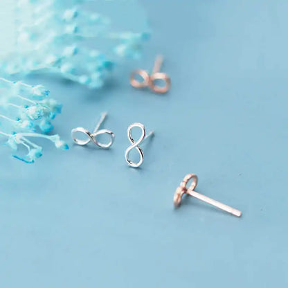 SOFTPIG Real 925 Sterling Silver Infinity symbol Stud Earrings For Fashion Woman Cute Fine Jewelry MInimalist Accessories Gift