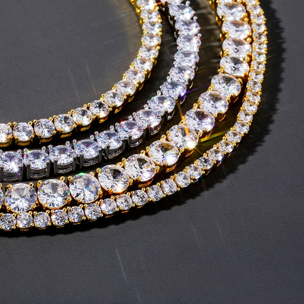 TOPGRILLZ New 3-6MM Tennis Chain with Spring Clasp Men's Hip hop Jewelry 925 Sterling Silver Bling Iced Out CZ Bracelet For Gift