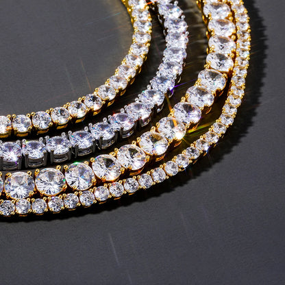 TOPGRILLZ New 3-6MM Tennis Chain with Spring Clasp Men's Hip hop Jewelry 925 Sterling Silver Bling Iced Out CZ Bracelet For Gift