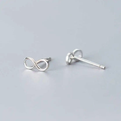 SOFTPIG Real 925 Sterling Silver Infinity symbol Stud Earrings For Fashion Woman Cute Fine Jewelry MInimalist Accessories Gift