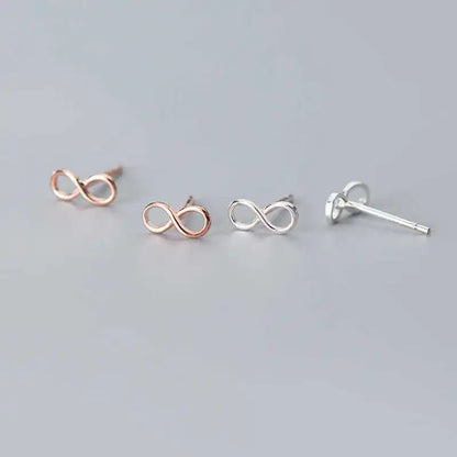 SOFTPIG Real 925 Sterling Silver Infinity symbol Stud Earrings For Fashion Woman Cute Fine Jewelry MInimalist Accessories Gift