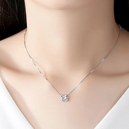 New Fashion 925 Sterling Silver Jewelry Exquisite Zircon Heart Pendant Necklaces Women&Girl Birthday Gift Collarbone Chain Neck