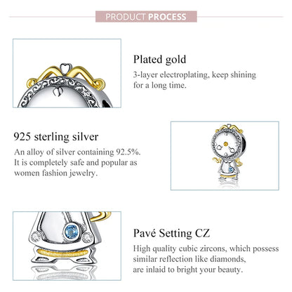 WOSTU Hot Sale 925 Sterling Silver Colock Pendant Magic Can Dangle Charm fit Original Bracelet & Necklace Fine Jewelry Gift
