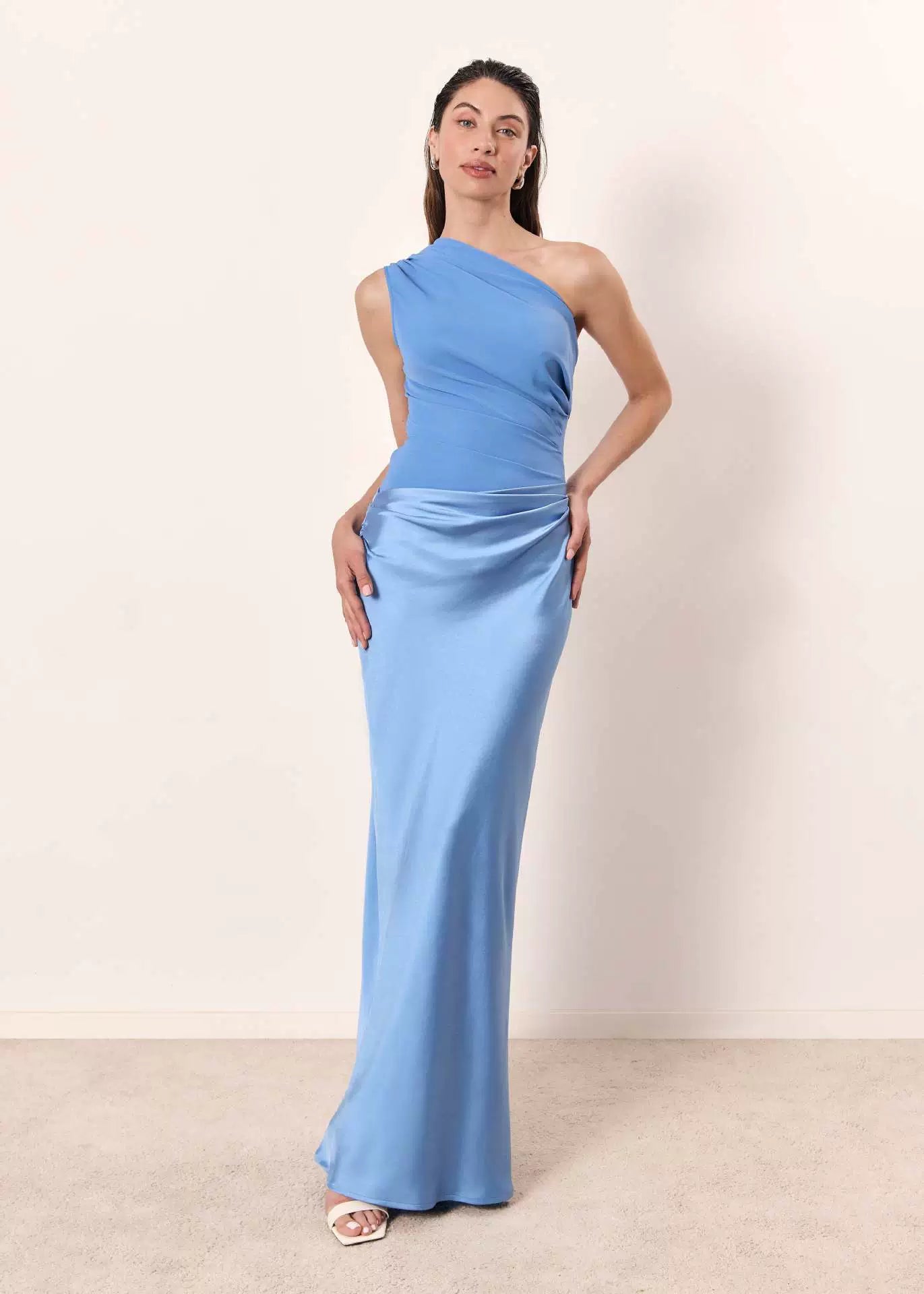 European and American New Solid Oblique Collar Sleeveless Backless Sheath Evening dress Dress Women Party Dress