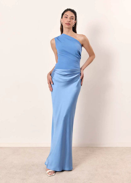 European and American New Solid Oblique Collar Sleeveless Backless Sheath Evening dress Dress Women Party Dress