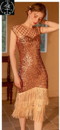 Sexy Sequin Bead Dress Host Retro Banquet Party Stage Nightclub Gatsby Tassel Dress