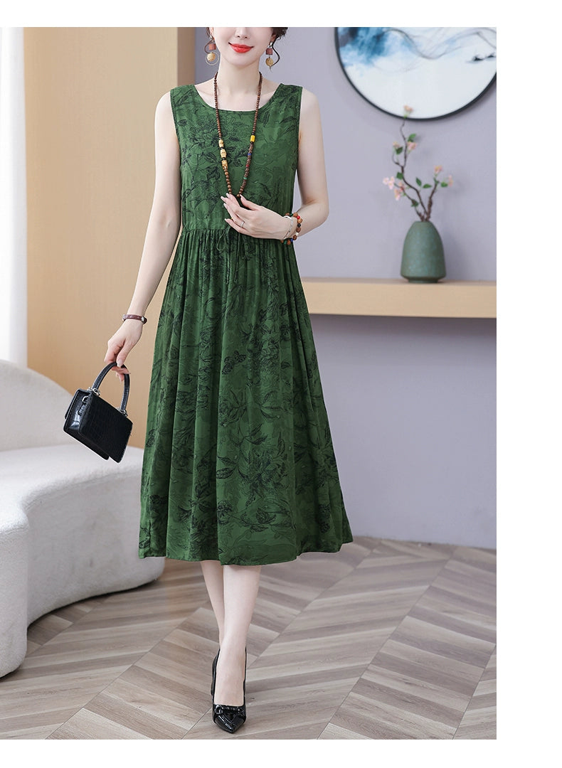 New Arrival Noil Poplin Dress Women's Summer Plus Size Ladieswear Classy Western Style Artificial Cotton Tall Sleeveless Dress Outwear