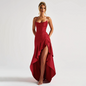 Xiaoke Wiwi European and American Sexy Sling Backless Bandage Split Frill Dress Banquet Birthday Party dress