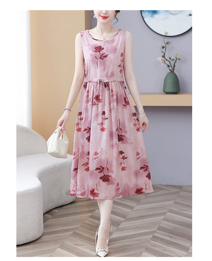 New Arrival Noil Poplin Dress Women's Summer Plus Size Ladieswear Classy Western Style Artificial Cotton Tall Sleeveless Dress Outwear