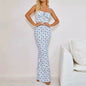 Export Pure Desire Exquisite Print Spaghetti Straps Slimming Adult Lady like Woman Fishtail Stylish Fashion Sexy Banquet Tied Dress