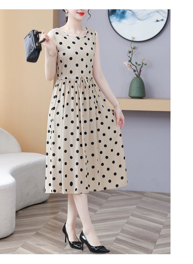 New Arrival Noil Poplin Dress Women's Summer Plus Size Ladieswear Classy Western Style Artificial Cotton Tall Sleeveless Dress Outwear